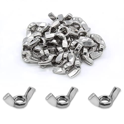 60 Pcs M6 Wing Nuts, Stainless Steel Butterfly Wing Nuts