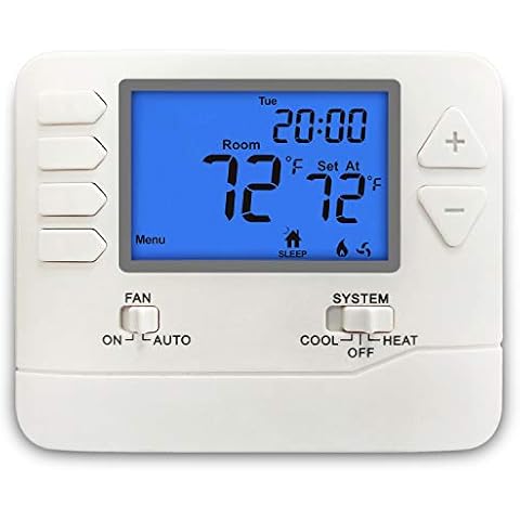ELECTECK 5-1-1 Day Programmable Digital Thermostat for Home, up to 1 Heat/1 Cool with Large LCD Display, Compatible with Single Stage Electrical and Gas System, White Cover