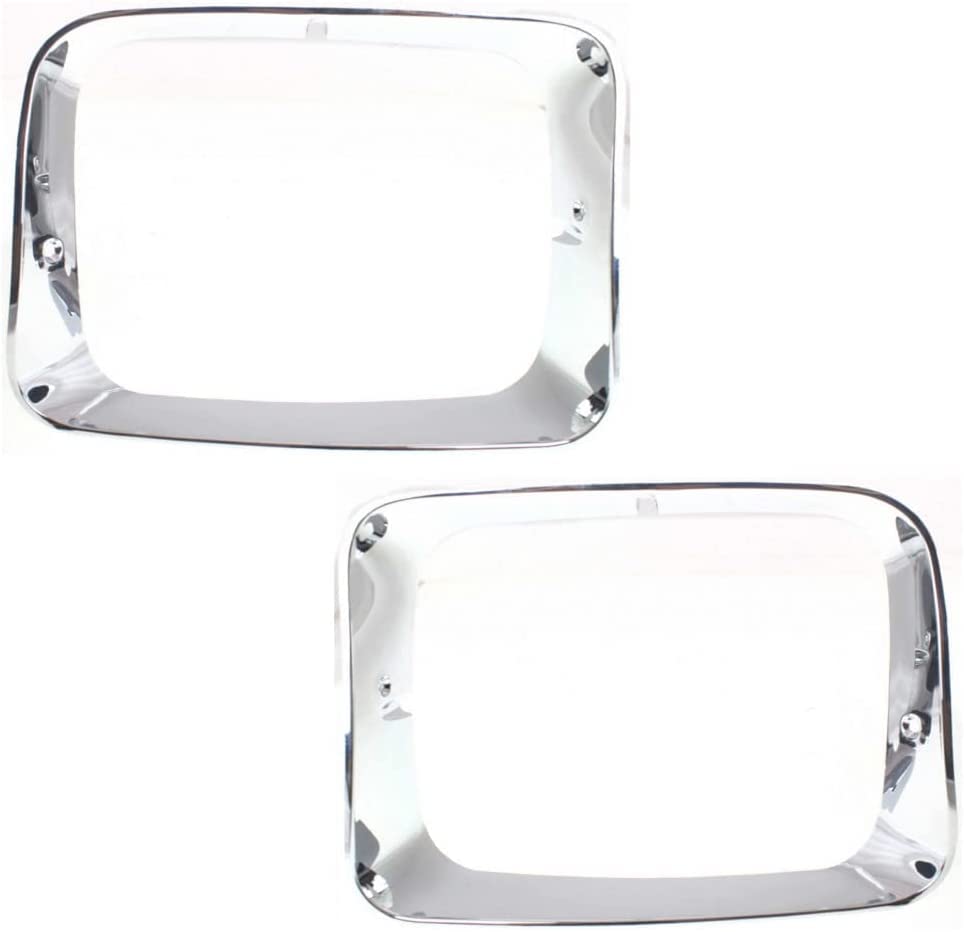 IMATCH AUTO PARTS Driver and Passenger Side Headlamp Door Bezel Replacement For 92-93 Dodge Fullsize Pickup and Ramcharger CH2512118 CH2513118 55054645 55054644 Chrome Set of 2