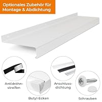 HausFux jetLINE Aluminium Fensterbank außen - nach Maß inkl. Putzabschluss, Klinkerabschluss oder Alu-Gleitabschluss - individueller Zuschnitt - bis 3 m (Weiß, T x L | 34 x 80 cm) – Ansicht 4