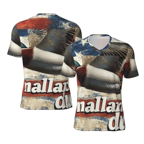 Stylish Athletic Sports Jersey Mallard-Duck-America-Flag Men's Rugby Jersey 4X-Large