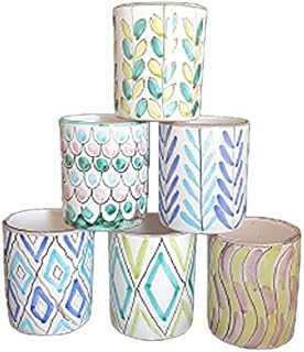 BICCHIERI (SET 6 PEZZI) IN CERAMICA DI VIETRI DIPINTI A MANO; ALTEZZA CM. 10,50, DIAMETRO CM. 8 VINO ACQUA BIRRA TAZZA ARREDO TAVOLA MAIOLICA MADE IN ITALY