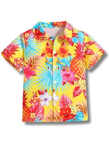 Image of URBAN OX Boys' Short Sleeve Casual Vacation Shirt | Fancy Summer Shirts for Boys | Regular Fit Summer Vacation Beach Shirt for Kids | Age 3-14 Years