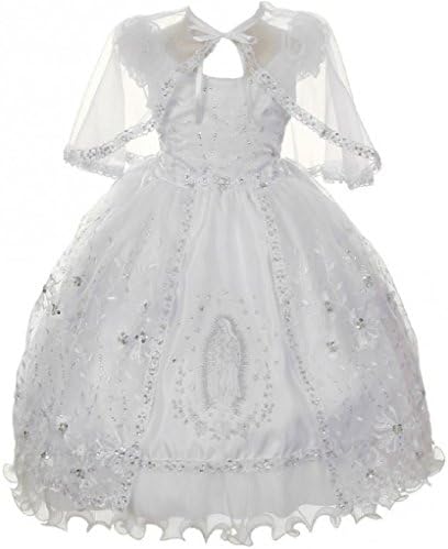 BluNight Collection Virgin Mary Embroidery Off Shoulder Baby Infant Girl Baptism Christening Dress (3T8R6K) White 2
