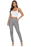 Hybrid & Company Women Office Dressy Leggings Skinny Trousers with Print KP44972 10764 White Fall Leaf XL
