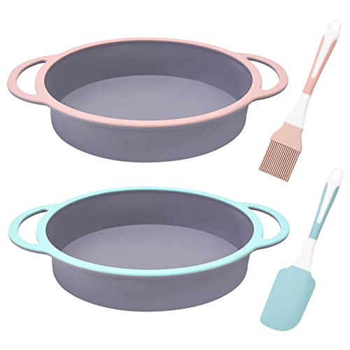 Cookstyle Set Of 4 Silicone Baking Pans - Non-Stick Round Baking Pans With Quick Release And Easy Grip Handles For Homemade Bread, Loaves And Meatloaf. #TOP26