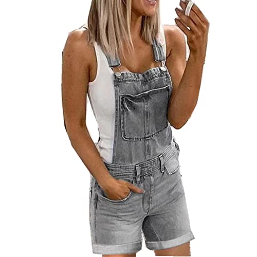 DOTBUY-SHOP Petos Vaqueros Monos para Mujer Mono de Peto Corto Jumpsuit Denim Overalls Pantalones de Tirantes Pantalones de Talla Grande con Bolsillo