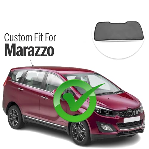 Image of Autofact Dicky Curtain for Marazzo | Custom Fit Rear Windshield Sunshade | Foldable Mesh | Privacy & Cooling Car Accessory | Car Rear Sun Shade Heat Reduction UV Block Easy Install Durable Black Mesh