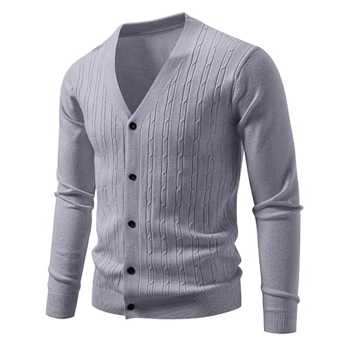 Generisch Chaqueta de punto para hombre, chaqueta de negocios, chaqueta cálida con botones, cárdigan de punto, chaqueta de invierno, para exteriores, monocolor, chaqueta deportiva, sin capucha, suéter
