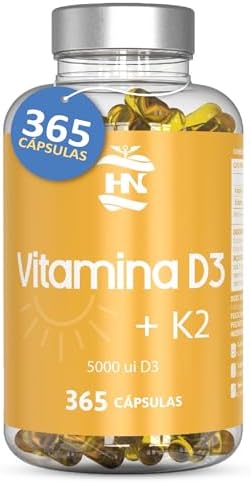 Vitamina D - 365 Cápsulas de vitamina D3 K2 – Vitamina D (5000 UI...