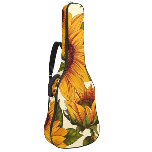 Housse guitare acoustique 109 cm imperméable à motif tournesols