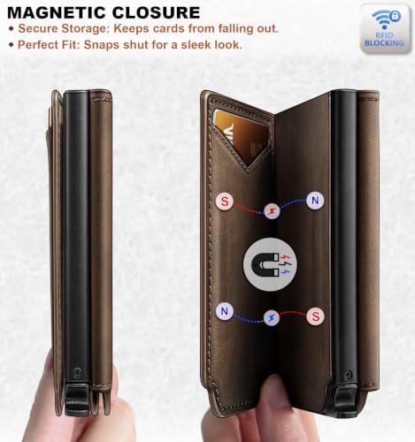 BULLIANT Men Slim Leather Wallet Metal Case Money Clip-Magnetic Closure - image 4