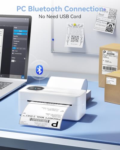 Image of TATTMUSE Bluetooth Thermal Shipping Label Printer, A646 Wireless 4x6 Label Printer for Small Business and Shipping Packages, Compatible with iPhone Android Windows Mac, Amazon, USPS, UPS, White