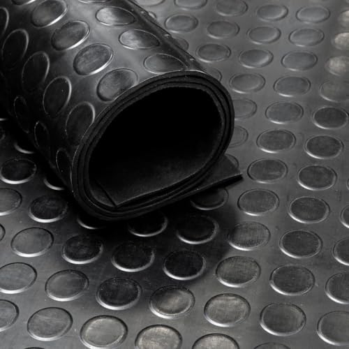Tapis en caoutchouc en rouleau - Pastillé 3 mm - Largeur 200 cm