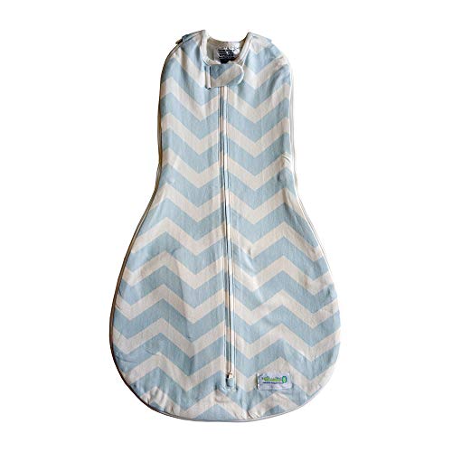 Image of Woombie Grow with Me Baby Swaddle, Convertible Swaddle Fits Babies 0-9 Months, Expands to Wearable Blanket for Babies up to 18 Months, Dreamy Blue Chevron