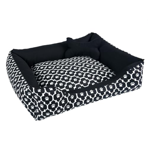Cama para Cachorro ou Gato Tamanho Médio 60x55cm + Ossinho Patinha Preto