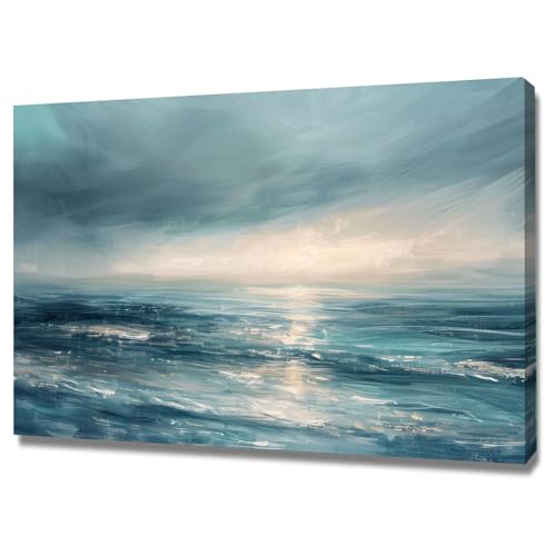 Impression sur toile abstraite de paysage marin pour un salon moderne