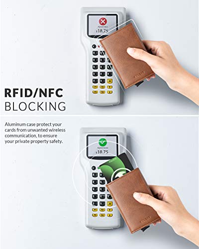 VULKIT Pop up Wallet Minimalist Cash Wallets RFID Blocking Leather Smart Credit Card Holder with Magnetic Closure for Men4