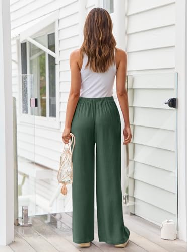 Image of LILLUSORY Women's Linen Summer Palazzo Pants Flowy Wide Leg Beach Pants with Pockets