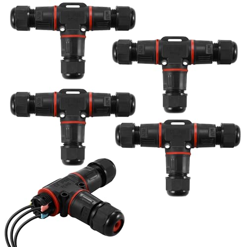 4 pezzi connettori elettrici per cavi esterni ip68，scatola di giunzione impermeabile 3 poli，connettore stagno manicotto Ø5-12 mm，adatto per giardini, all'aperto, pavimenti, tetti