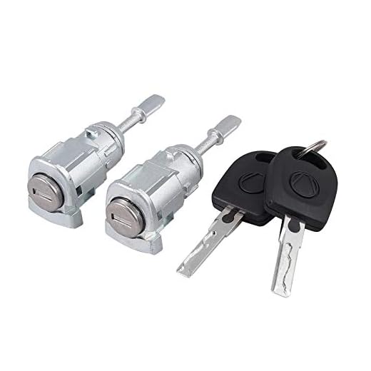 Justech 1 Par de Cilindros de Bloqueo Cerradura de la Puerta del Vehículo Bombin Cerradura de Seguridad Izquierda y Derecha Compatible con Golf 4 IV Bora Fabia 604837167 604837168