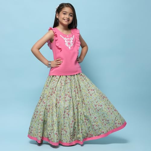 Image of BIBA Girl Cotton Straight Printed Co-Ord Set