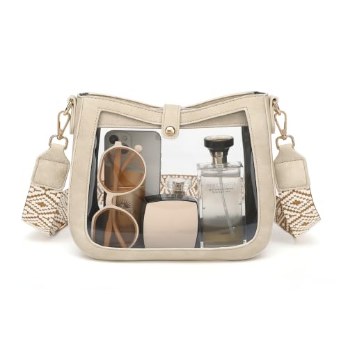 Image of LOXOMU Clear Crossbody Bags Stadium Approved, Clear Purses with Guitar Strap Clear bag for Stadium Events, Concerts