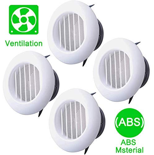 Wadoy 4 Inch Soffit Vent For Exhaust Fan With Screen For Bathroom Exhaust Fan, 4 Packs Round Abs Louver Grille Cover White, Eve Dryer Vent #TOP7
