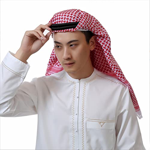Mens Arab Shemagh Kaffiyeh Head Wrap Muslim Hijab Headscarf Middle East Keffiyeh Arabia Scarves Headband Desert Shawl Arabic Head Cover Cap