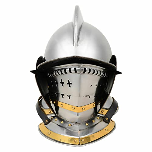 Medieval Warrior Real 20G 16th Century Burgonet Helmet Falling Buffe Visor