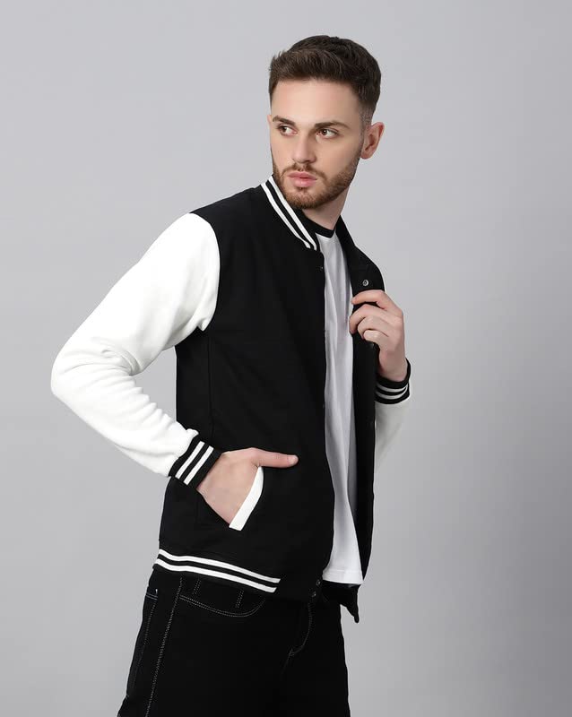 Image of BE SAVAGE Men's Cotton Blend Standard Length Varsity Jacket