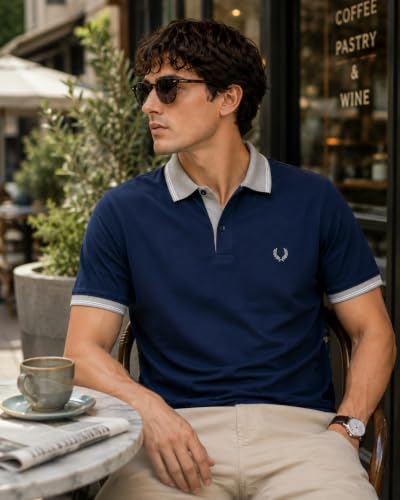 Image of Mens Pique Polo T-Shirt | Cotton Rich, Smart Fit Polo with Embroidered Logo | Casual & Sports Wear | Polo T-Shirt for Men