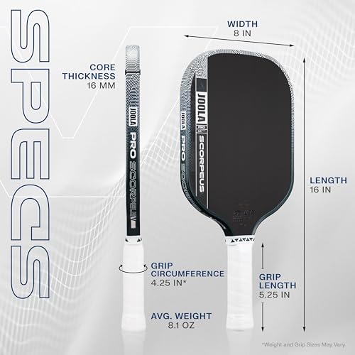 Image of JOOLA Pro V Pickleball Paddle - 14mm /16mm - Raw Carbon Fiber Textured Surface - Enhanced Frame & Propulsion Core, USAPA & UPA-A Certified, NFC Chip Enabled, Premium Control & Lightweight Performance