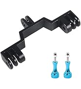 momerch Aluminum Dual Twin Mount Adapter for Go Pro Hero 12/11/10/9/8/7/(2018)/6/5 Black,SJCAM, D...