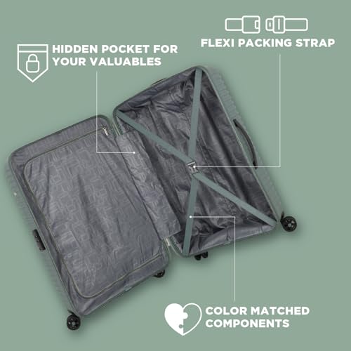 Image of American Tourister Liftoff+ | Medium Size Check-in Trolley Bag (67 cm) for Travel | 360 8 Wheel Travel Luggage | Hard Case Polypropylene (PP) Suitcase | Mounted TSA Lock | Dark Olive