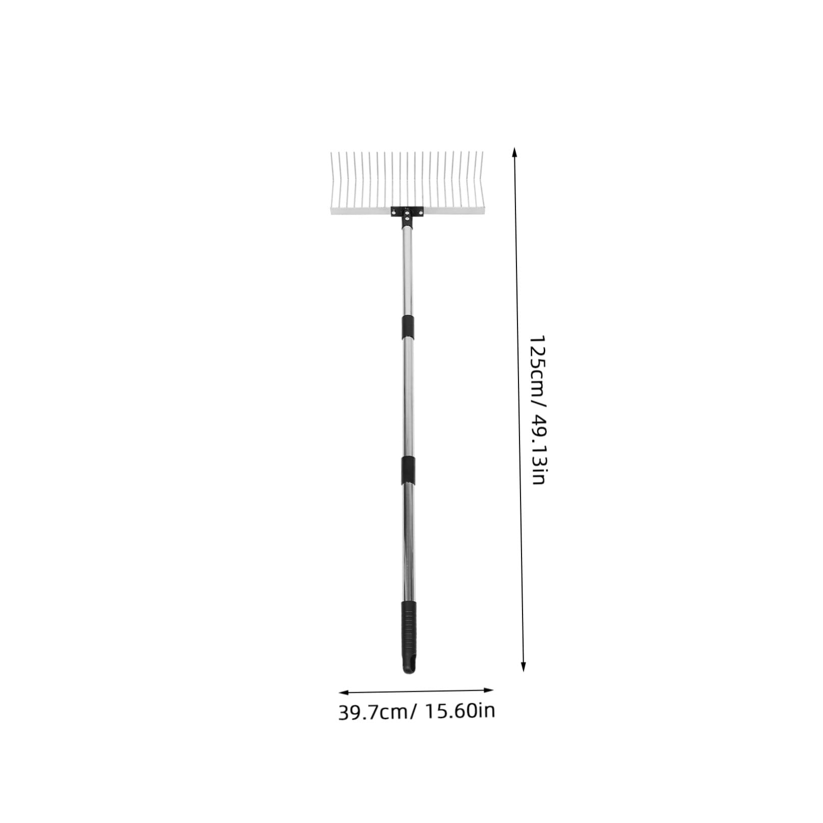 Rastrello da Heavy Duty Denti in Metallo con Manico Ergonomico e Smontabile per Foglie Livellamento Terreno e del