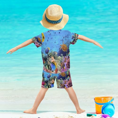 Image of Sunflower Floral Yellow Black Short Sleeve Hawaiian Button Down Shirts and Short Sets for Boys Toddler Summer Outfits