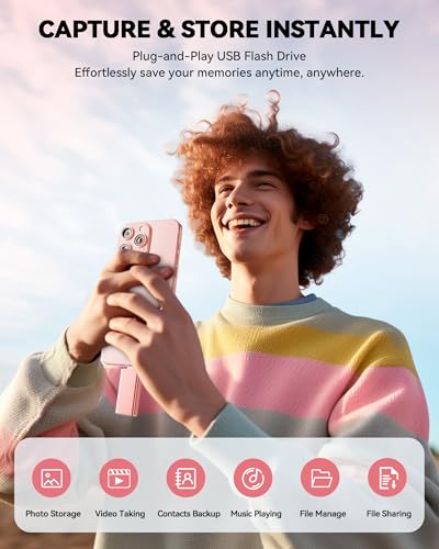 Image of MFi Certified Flash Drive for iPhone iPad 512GB, Photo Stick for External Memory Storage, Easily Back Up and Save Photos Videos, USB Memory Stick Thumb Drive for iPhone /iPad /Android /PC (Rose Pink)