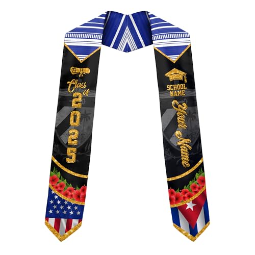 MonkeyVan Personalized Cubans American Flag Graduation Sash 2025, Cubans Graduation Sash, Cuba Graduation Stole Custom Cbs9