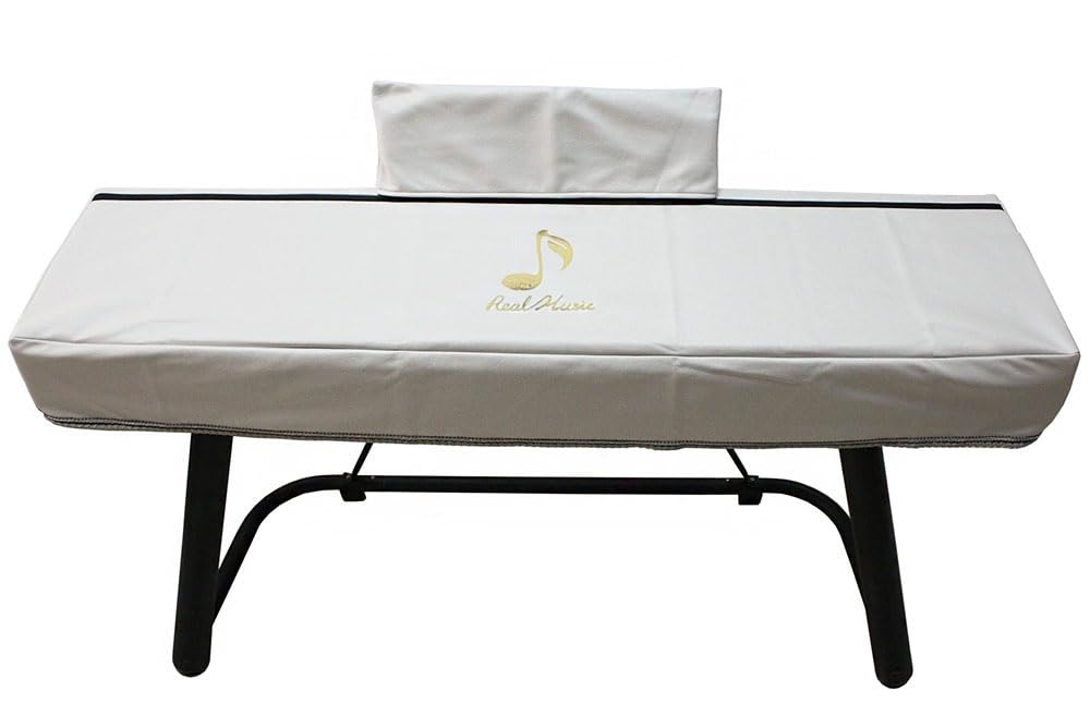 Funda gruesa para teclado de piano de 88 teclas, cubierta antipolvo para piano digital electrónico, minimalista, impermeable, paño antipolvo con soporte para partituras de música, color blanco