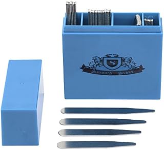 52 Premium Metal Collar Stays, 4 Sizes in a Divided Box, Silver, mix
