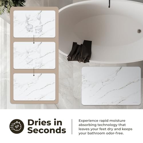 Image of TOSORO - Stone Bath Mat Diatomaceous Earth Shower Mat Non-Slip Super Absorbent Diatomite Stone Bath Mats for Bathroom Floor Quick Drying Natural Easy to Clean (23.5 x 15) - Sandstone, 2pcs