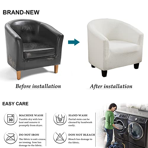 Niluoh Club Chair Slipcover Jacquard Tub Chair Cover Stretch Armchair Covers Sofa Cover Furniture Protector For Living Room (Jacquard Off-White) #TOP4