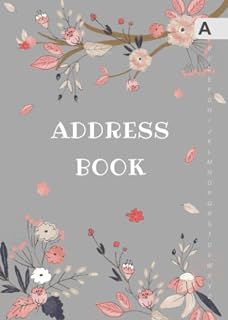 Address Book: B6 Small Contact Notebook Organizer with A-Z Alphabetical Tabs | Cute Peaceful Floral Branch Design Gray