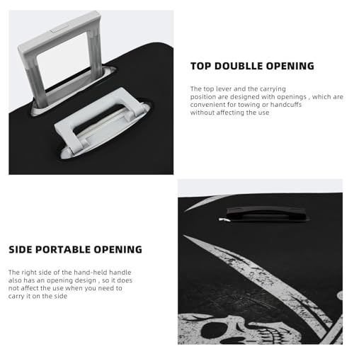 Jolly Roger Pirate Skull Luggage Cover Grunge Skeleton Travel Suitcase Cover Washable Elastic Suitcase Protector Fit 25-28 Inch Luggage4