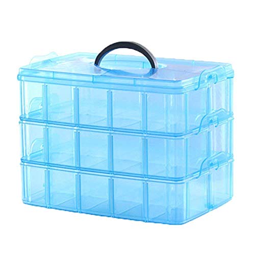 SHUTTLE ART 3 Layer-30 Grid Transparent Plastic Organizer Jewellery Craft Accessories Storage Box/Basket/Container with Collapsible and Removable Dividers, Cosmetic Vanity Box,pack of 1,color:-Blue (B0D4V75GXC) Amazon Price History, Amazon Price Tracker