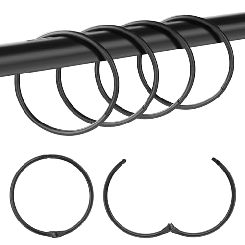 Mafeigu 20Pcs Shower Curtain Hooks,Metal Round Shower Curtain Hooks,Roman Rings,Rustproof Decorative Rings (20, Black)