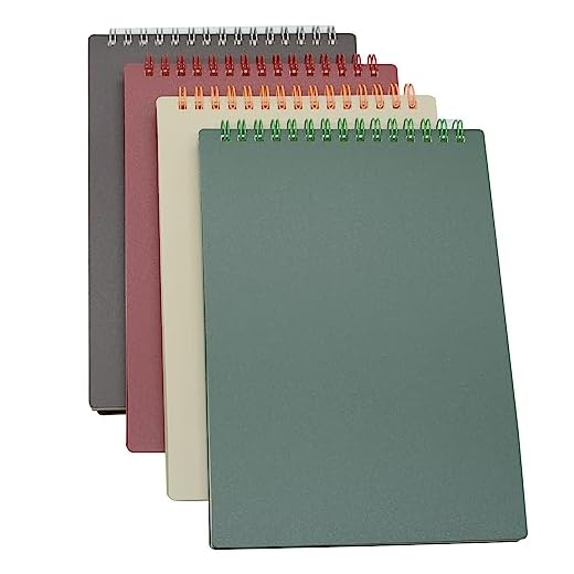 Yansanido Top Bound Spiral Notebook, 4 Pcs 4 Color A5 Size Thick Plastic Hardcover 7mm College Ruled Paper 80 Sheets (160 Pages) Journal for School and Office Supplies (4 Pcs A5)