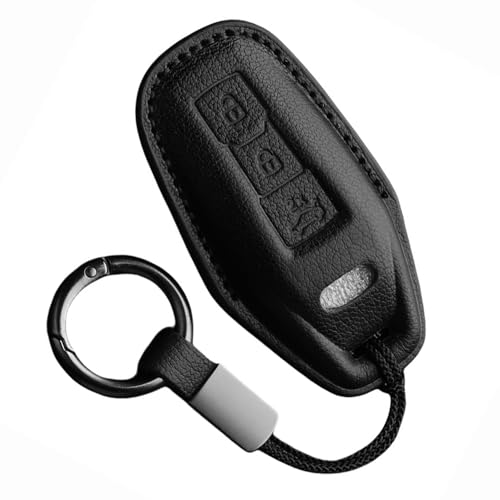 Jinhon for Audi Leather Key Fob Protector Fit for Audi Q5 SUV SQ5 2025 A3 A5 Limousine E-Hybrid 2026 A5L Key Protective Cover Keychain Key Holder Accessories 3 Button D Black