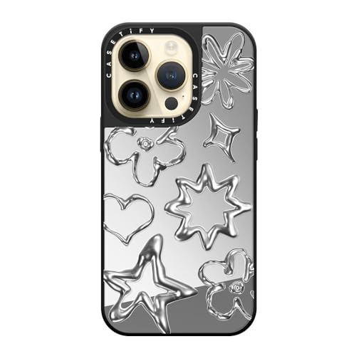 Coque miroir iPhone 14 Pro CASETiFY haut de gamme Argent sur noir - 4